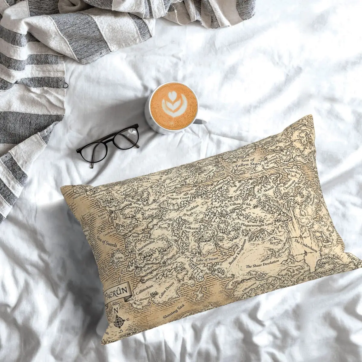 Annotated Map Of Faerun Rectangle Pillowcase Cushion Cover Decor Bedroom Bed Home Comfort Throw Pillow
