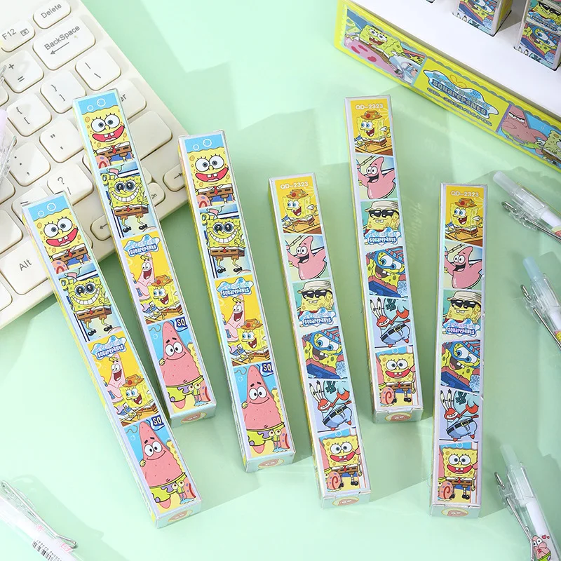 18/36pcs Blind box SpongeBob SquarePants Press Pen Kawaii Stationery Student Learn Tool 0.5 Black School Supply Gift Wholesale