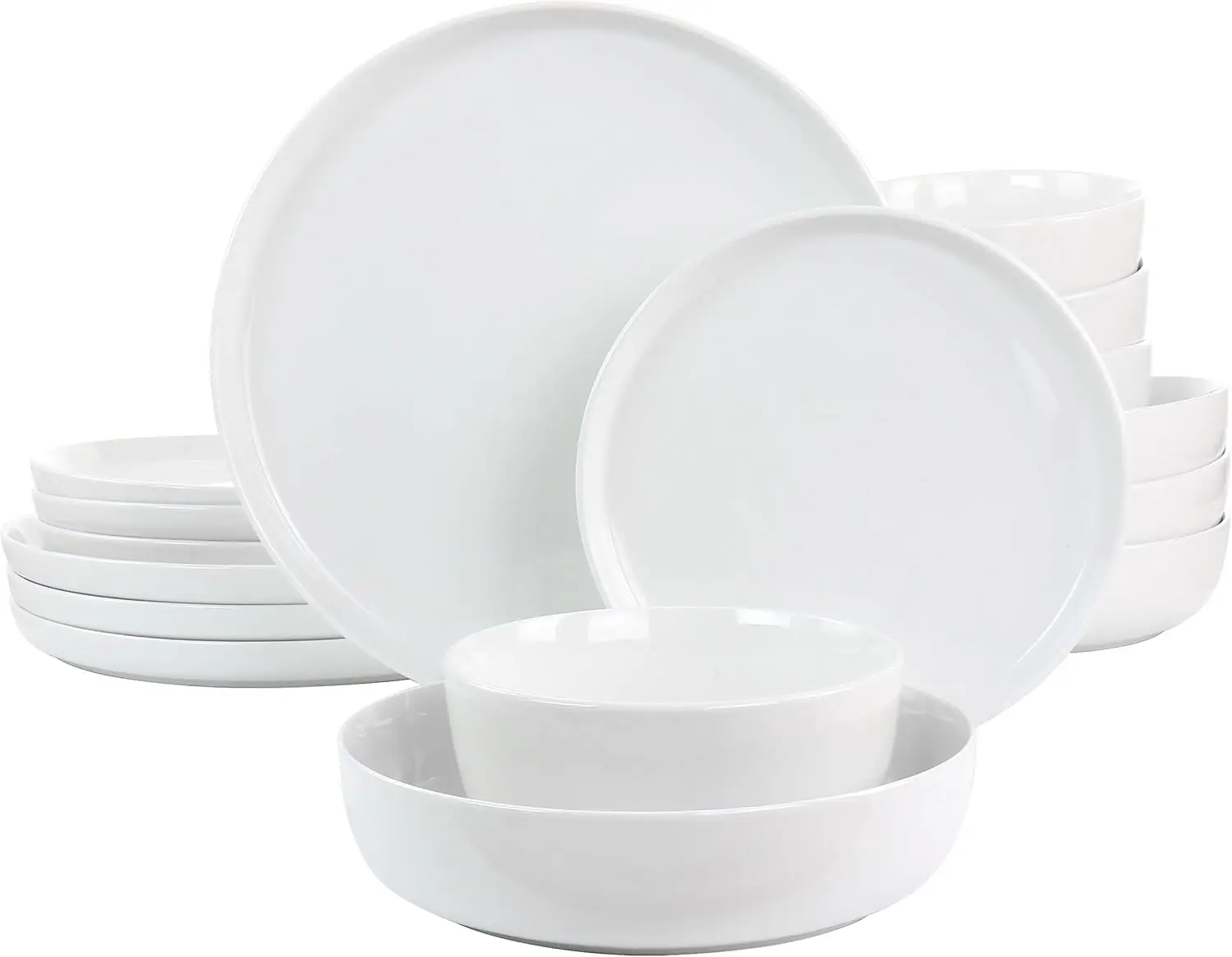 طقم أواني طعام سيراميك رفيعة مكون من 16 قطعة من وايت ديكو باللون الأبيض