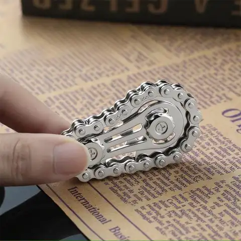 Chaînes engrenage Fidget Spinner toupie pignon du bout des doigts main Spinner chaîne engrenage Gyroscope roue en métal chaîne d'engrenage Gyroscope