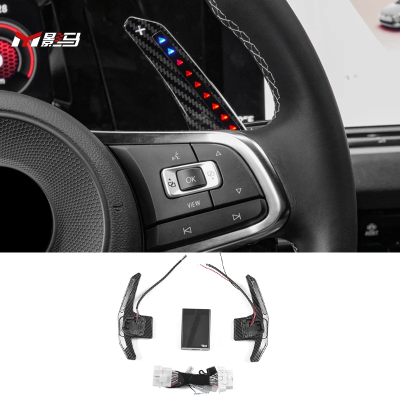 Fiber Car Steering Wheel LED Carbon Shift Paddle Shifter Extension For VW Golf 7 7.5 MK7 7.5 R GTI R-Line