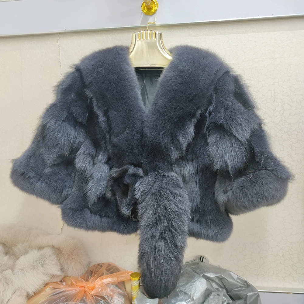 New Women Genuine Real Fox Fur Coat Winter Lady 100% Natural Fox Fur Short Style Overcoat Good Quality Real Fox Fur Jacket