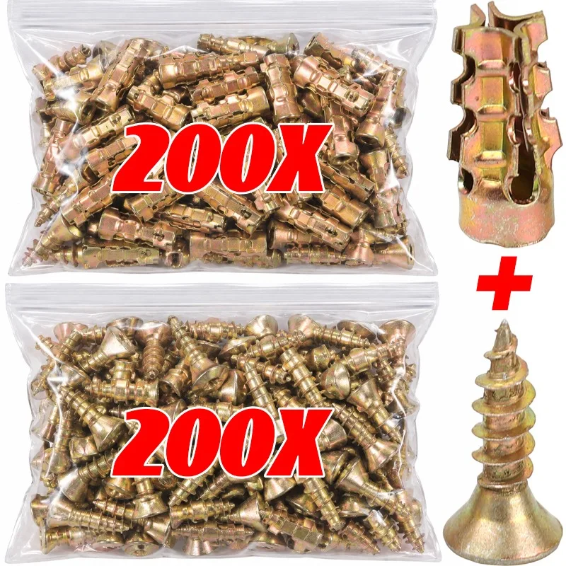 6×14mm Stone Expansion Screw Set Self Tapping Screws Drilling Plug Expansion Bolt Door Hinge Thread Repair Screws Fastener