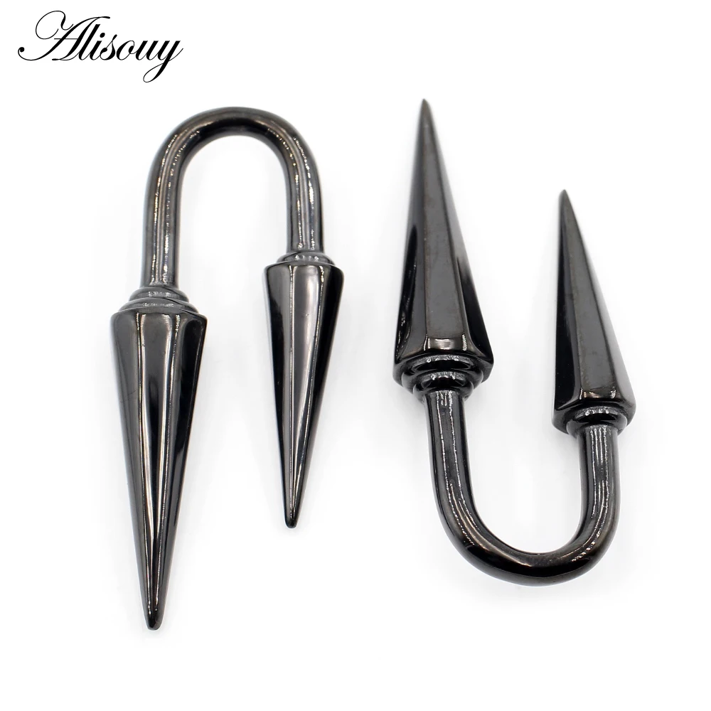 Alisouy 1PC Stainless Steel Rivet Cone Tip Ear Weights Hook Heavy Expander Stretcher Plugs Gauges Earrings Body Piercing Jewelry