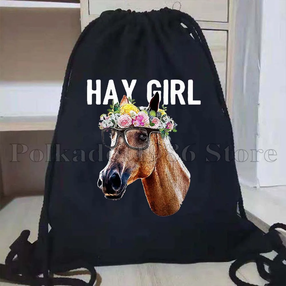 Abstract Horse Animal Painting Beautiful Horses Printed Cute Gifts Canvas Drawstring Bags Sports Soccer Backpack Gym Sackpack