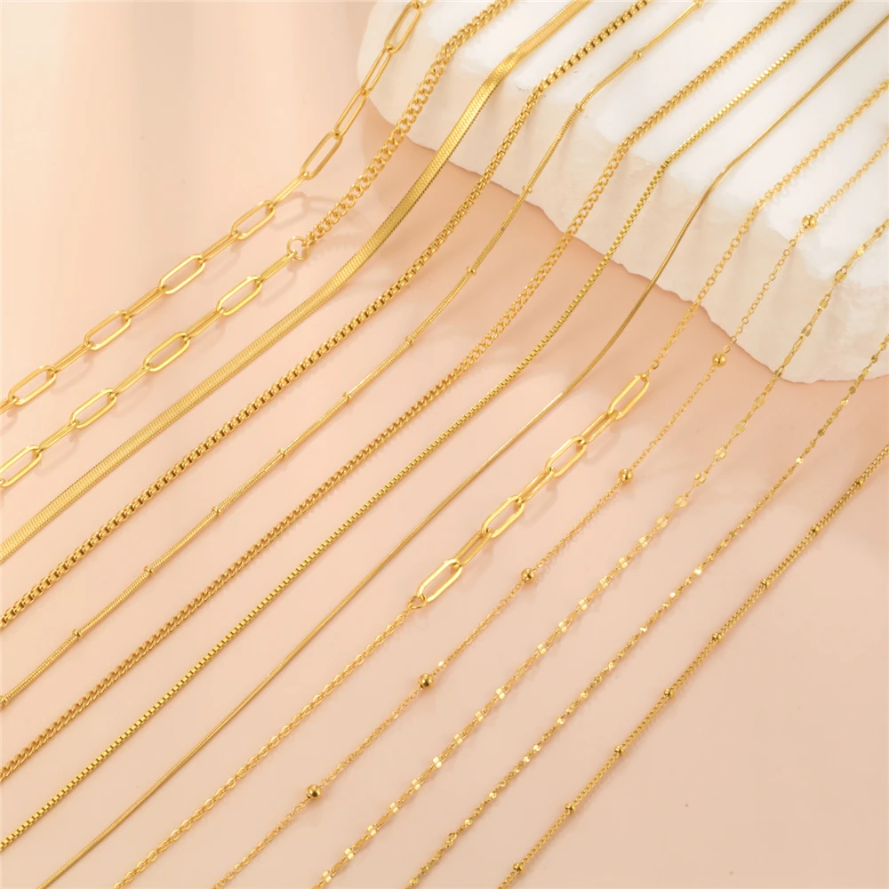 Skyrim Stainless Steel Gold Color Chain Necklace Women Minimalist Cuban Paperclip Twisted Snake Chain Fashion Jewelry Wholesale
