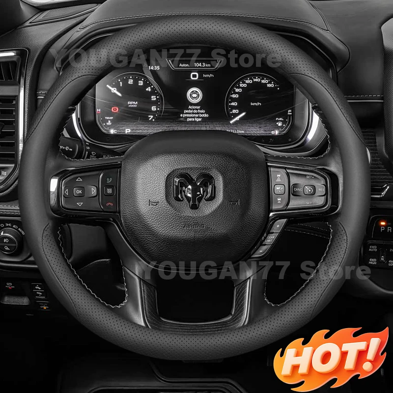 Leather Car Steering Wheel Cover For Dodge RAM 1500 2019- 2025 2026 Trucks 2024-2026 Covers For Covers Auto Interior Accessories