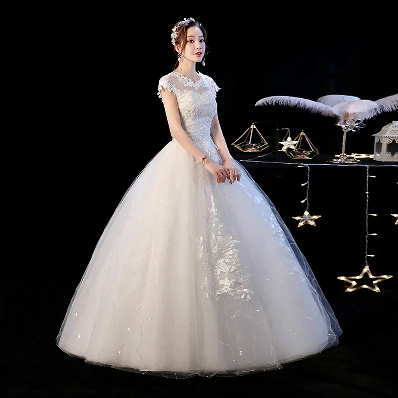 Vestido de novia personalizado con cordones vestidos de novia de talla grande vestido de princesa bordado femenino vestidos de baile