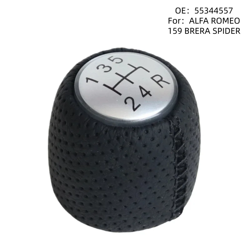 

FOR Perforated Leather Gear Head for ALFA ROMEO 147 156 159 Brera Spider Black Stitching Gear Lever Shift Handball Auto Parts