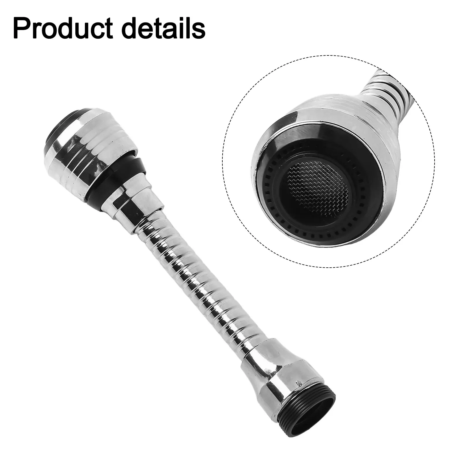 360° Flexible Faucet Extender Bendable Kitchen Sink Tap Spray Head Attachment Material:Stainless Steel+ABS Sliver Color