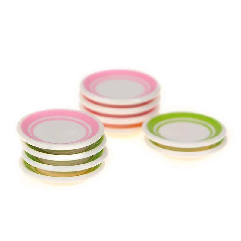 

5Pcs 1:12 Dollhouse Miniature Colorful Plate Dishes Model ABS Kitchen Accessories Toys