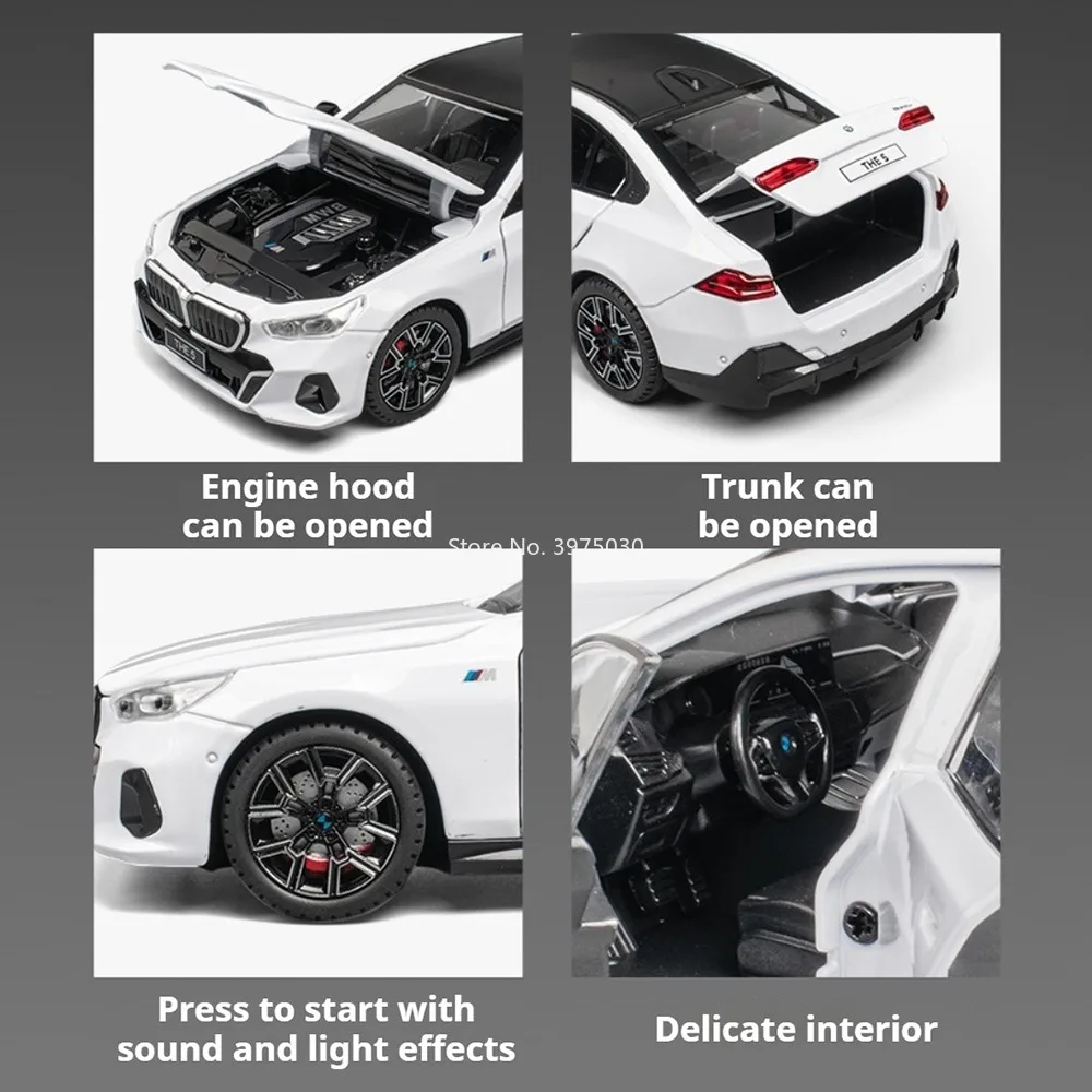 1:24 BMW 5 Series 530Li Cars Toys Miniature Models Alloy Diecast Doors Opened Vehicles with Pull Back Car Perfect Gifts for Kids