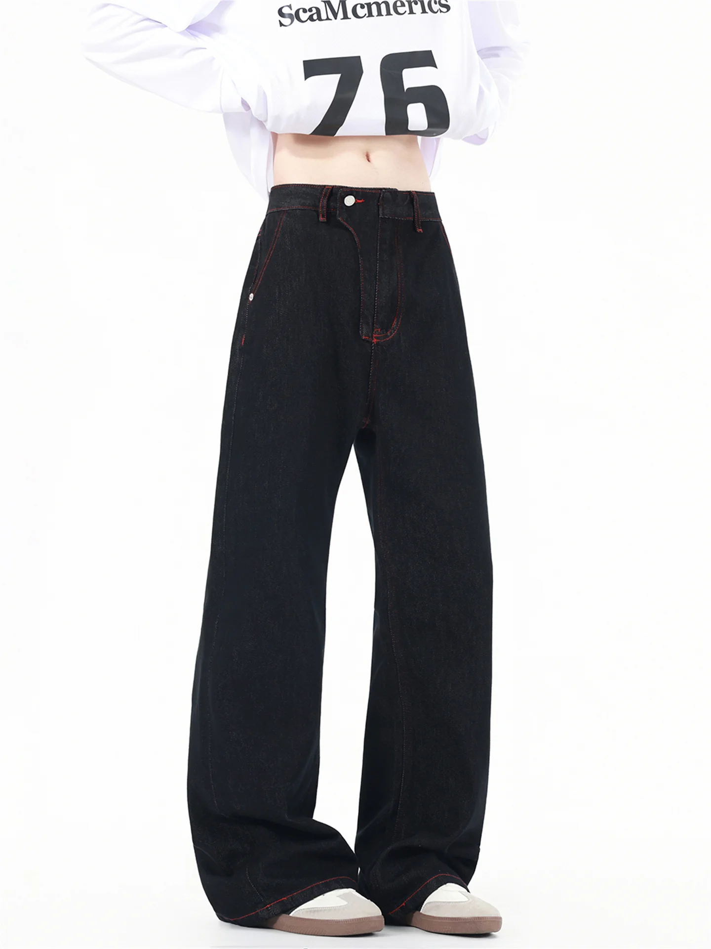 

Cleanfit Bla Knife Jeans Men's American High Street Loose Wide Leg Slimming Flared Waed Casual Pants