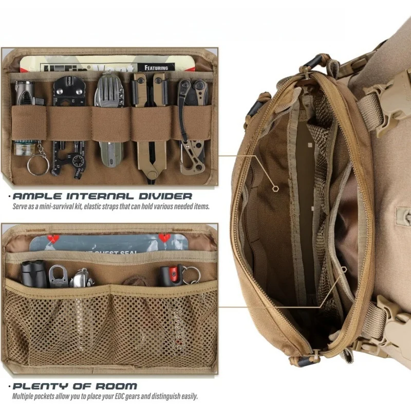 Borsa da petto tattica leggera per ciclismo all'aperto ed escursionismo Borsa da gilet da uomo Sport Sle Chiusura con cerniera Materiale in tessuto di bue