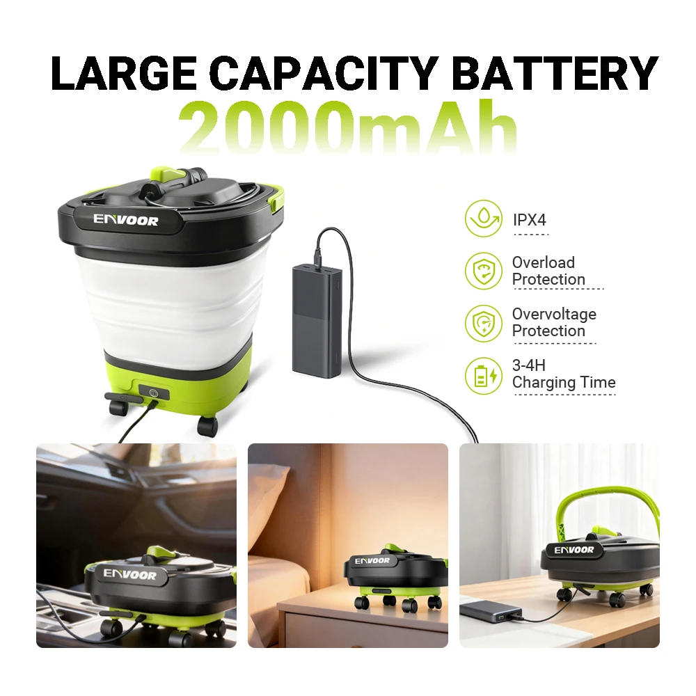 12L Foldable Bucket Electric Power Cleaner, Hose Storage Lid And Wheels For RV, Boat, And Camping Gear Cleaning ODM