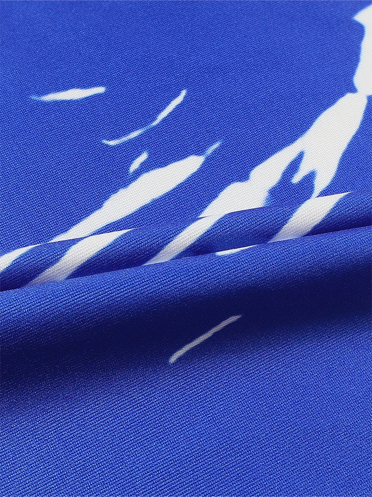 Plus Size Women's Tie Dye 3D Printed Pockets Long Sleeve Dress Knee Bohemian V Neck Vintage Women's Midi Party Dresses