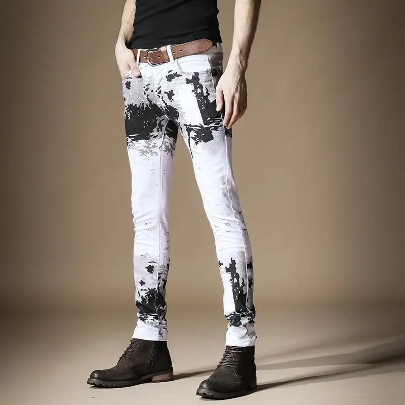 White Male Cowboy Pants Cheap Japanese Street Style Trousers Stylish Korean Fashion Harajuku Regular Xs Soft Tie Dye Men's Jeans