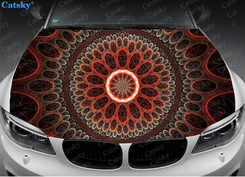 mandala Car Hood Vinyl Stickers Wrap Vinyl Film Engine Wrap Cover Decals Sticker on Car Auto Accessories Decoration