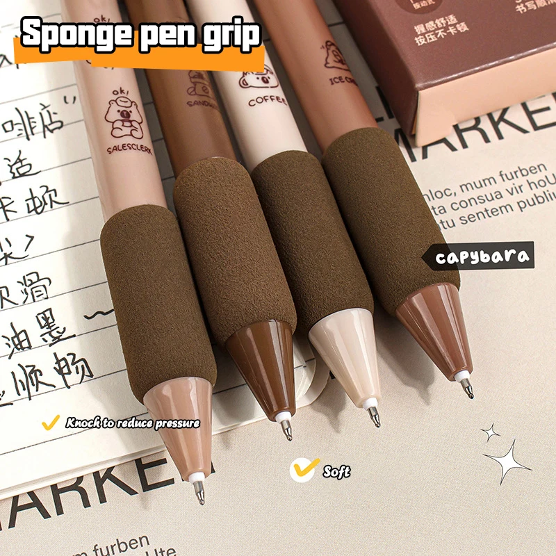 

4Pcs Kawaii Gel Pens Set Quick Drying Ballpoint Pen Cartoon Capibala Pressing Pen School Supplies Aesthetic Stationery