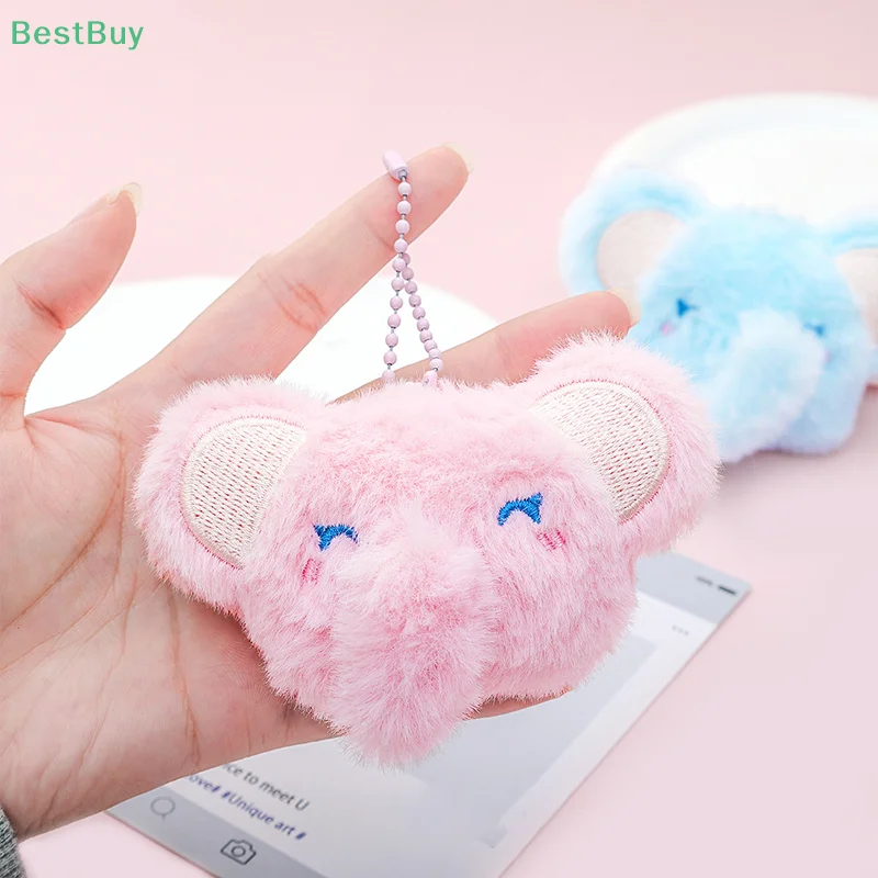 Cartoon Little Elephant Head Plush Keychain Cute Plush Stuffed Toys Keychain Pendant Backpack Decoration Accessories Gifts