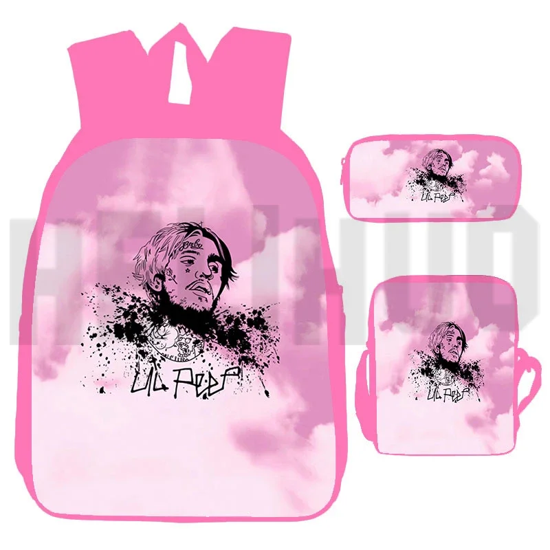 

Children Rapper Lil Peep 3D Backpacks Women High Capacity Laptop Travel Rucksack 3 Pcs/Set Lil Peep Anime Primary School Bags