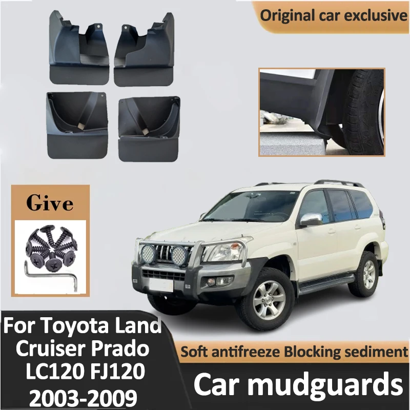 

Car Mud Flaps For Toyota Land Cruiser Prado FJ120 120 2003-2009 2004 4PCS Mudguards Splash Guards Fender Tools Cars Accessories