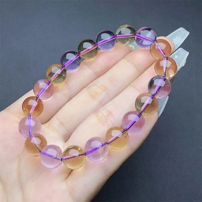 10MM Natural Ametrine Bracelet Rock Crystal Stone Reiki Healing Fashion Men Women Bangles Yoga Jewelry Gift 1PCS