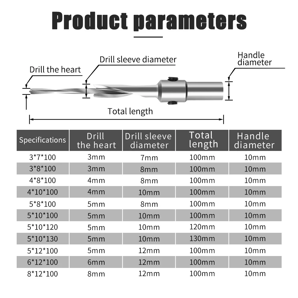 1 buah mata bor Countersink dengan kedalaman berhenti chamfer pengeboran Counterbore untuk kayu plastik 10MM mata bor Shank