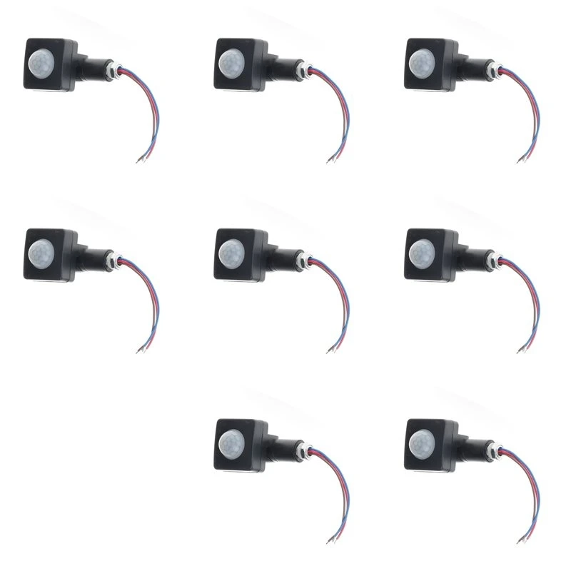 M01K 8X AC85-265V IP65 Motion Sensor Adjustable PIR Switch Ultrathin LED Light PIR Outdoor Motion Sensor Detector,10Mm Black