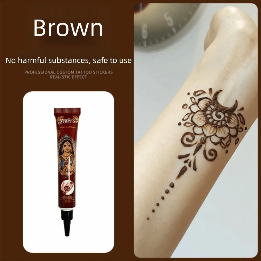 Henna Cream Easy-To-Use Henna Cream Black Brown Temporary Henna Paste Cone Semi-permanent Temporary Paste Cosmetic Use