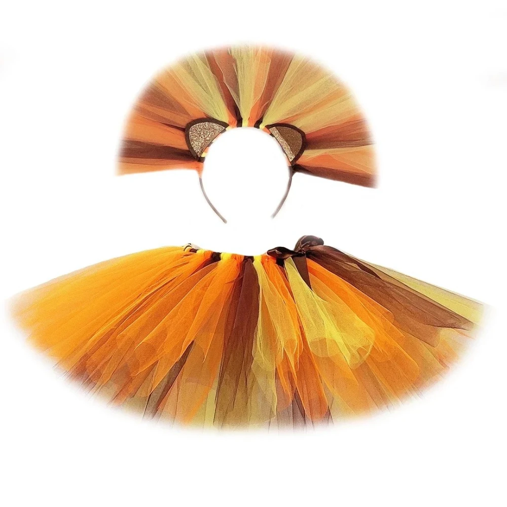 تنورة توتو على شكل أسد حيوان لحفلات أعياد الميلاد، تنانير من التول لعيد الميلاد والهالوين مع فيونكة #1