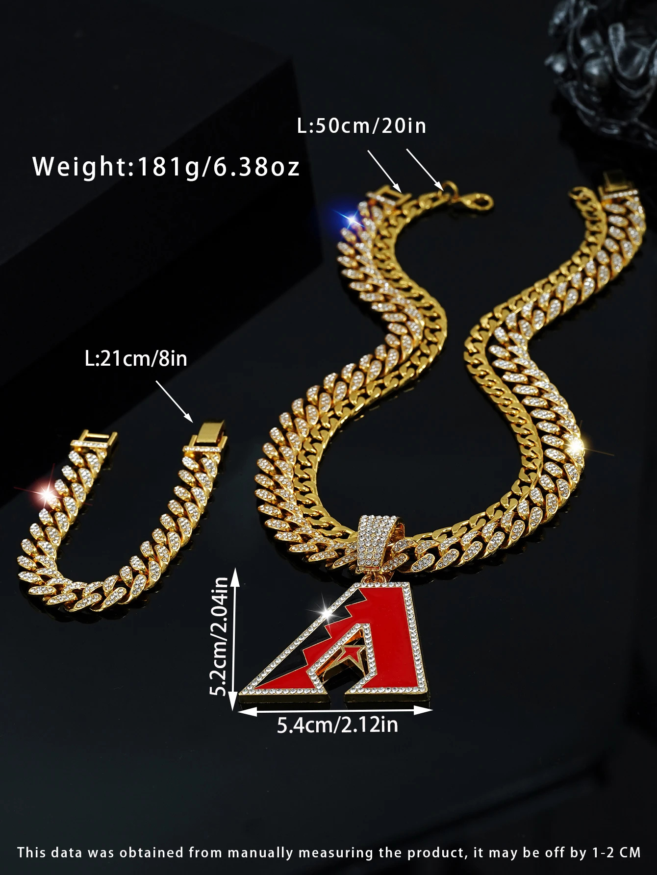 3Pcs/Set Zinc Alloy letter A Pendant Necklace & Bracelet Plus Plain Stainless Steel Chain,Men\'s Personality Jewelry Daily Wear