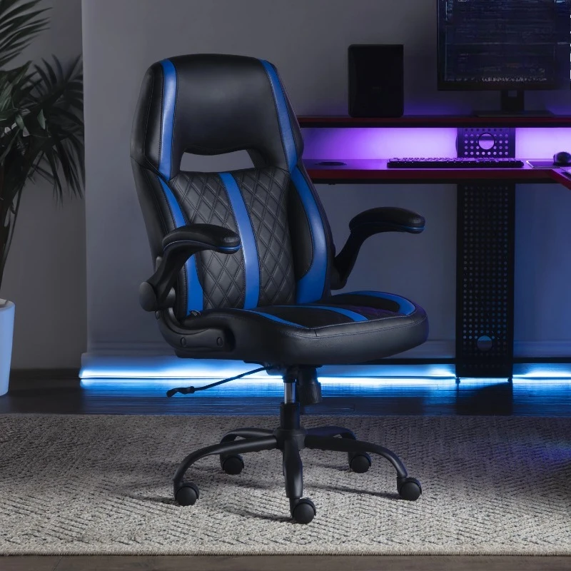 

Игровое кресло Maven с откидным подлокотником и регулируемой высотой и наклоном, для подростков и взрослых, черно-синие акценты