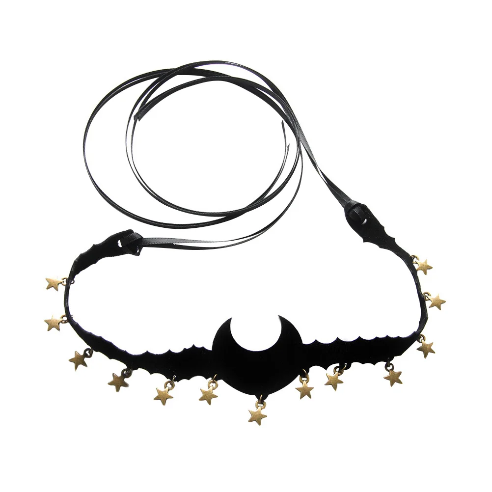 

1pcs Moon Choker Necklace Gothic Adjustable Black For Women Costume Jewelry Halloween Masquerade Cosplay Accessory