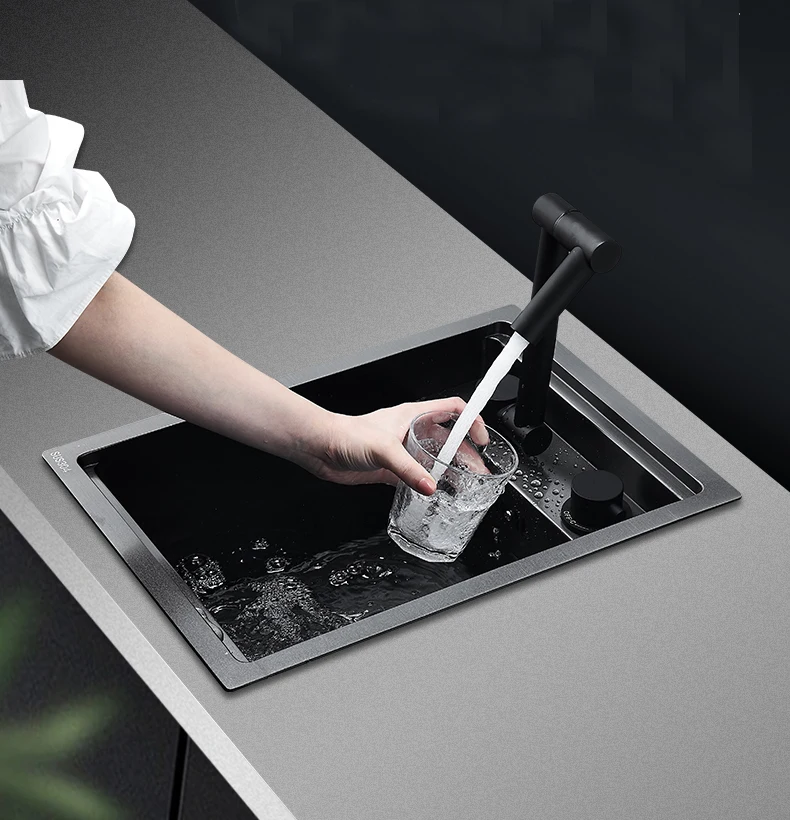 Factory Customizable 16g Hidden Undermount RV Kitchen Sink 304 Stainless Steel with Cover Four Holes Nano Surface Treatment - view 6