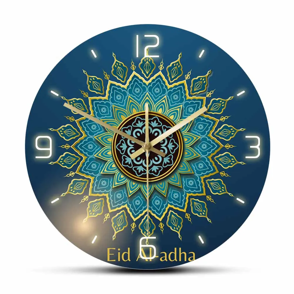 

Eid Al-adha Mandala Flower Print Wall Clock For Living Room Islamic Home Decor Eid Mubarak Silent Wall Watch Ramadan Kareen Gift