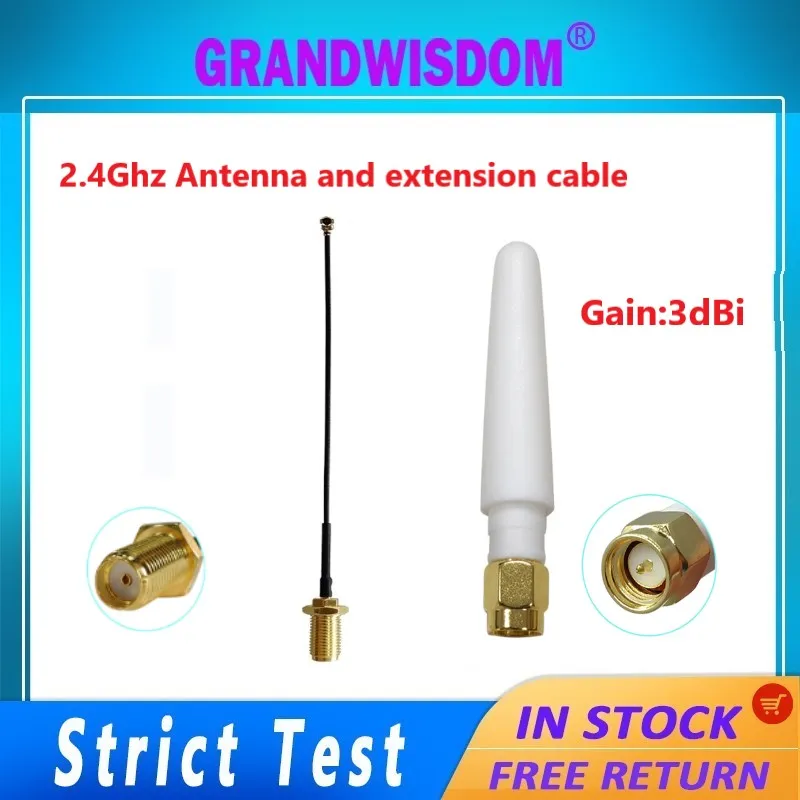 

1/2pcs 2.4Ghz Wifi white antenna 3dbi sma male wlan antene and IPX ipex4 to SMA female pigtail Extension Cable for BT zigbee