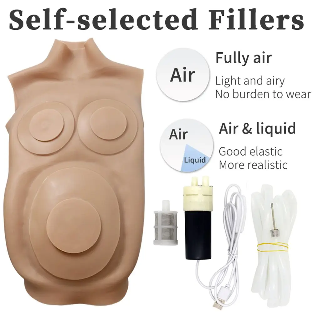 نفخ 5/6/9 شهر سيليكون بطن الحمل مع الثدي واقعية D كوب وهمية الثدي الحمل البطن للنساء تأثيري