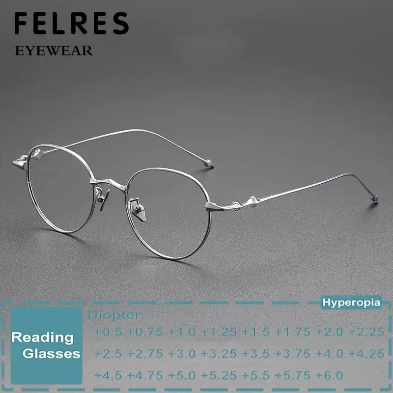 Runde Retro-Lesebrille aus reinem Titan mit Blaulichtfilter für Männer und Frauen, ultraleichte, klare Computerbrille mit Sehstärke