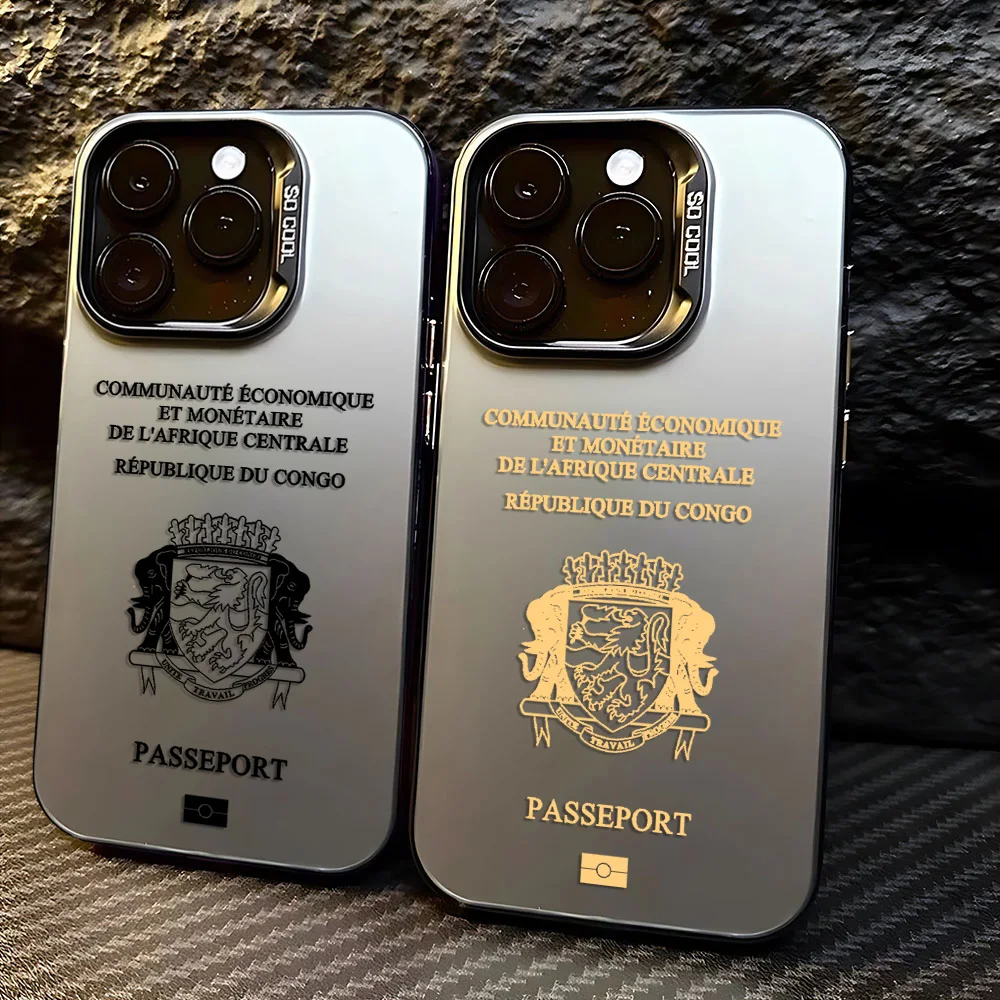 Coque de téléphone passeport de la république du Congo, étui mat Anti-chute pour iPhone 17 16e 16 15 14 13 11 mini Pro Max X XR 8 7 Air Plus