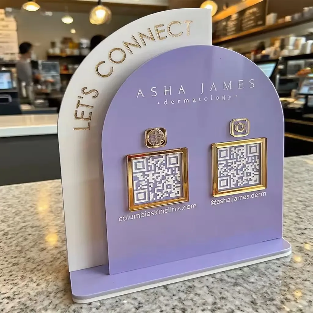 Custom Acrylic QR Code Payment Sign Desktop Social Media Plaque Beauty Studio Scan to Pay Instagram FB Scanning QR Code Plates