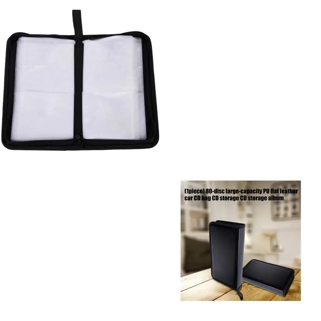  Zippered CDs Album Organizers For Music Movie 80 Pocket PU Leather Protective Case