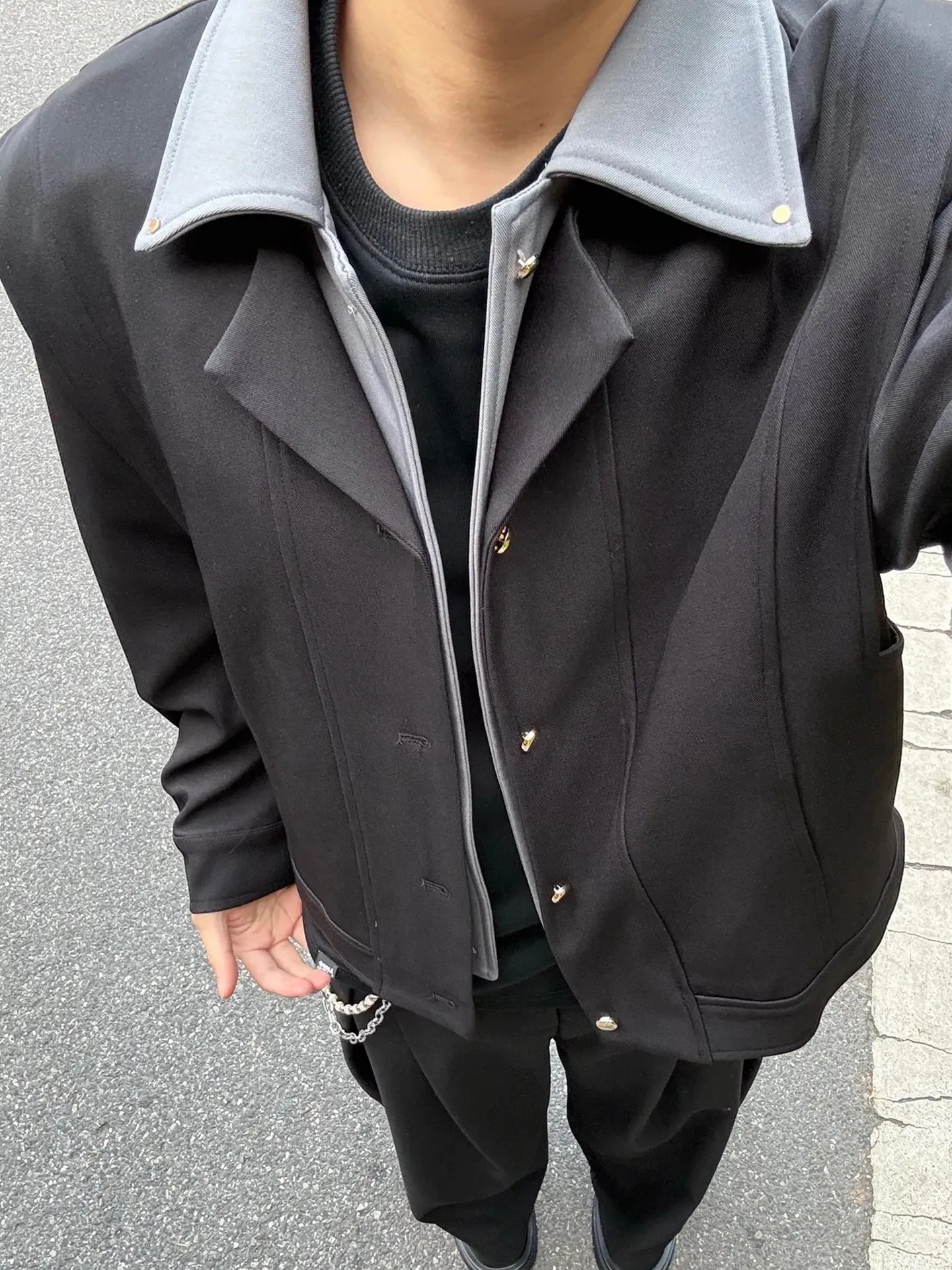 

Мужская куртка в американском ретро-стиле, свободного кроя, с воротником-стойкой, в стиле колор-блок, универсальный топ для весны и осени