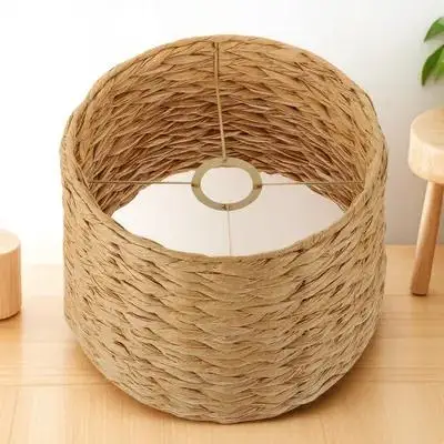 

Rustic Woven Lamp Shade E27 Table Lamp Shade Cover Home Decor Warm Rural Style Lighting Decoration for Living Room Bedroom