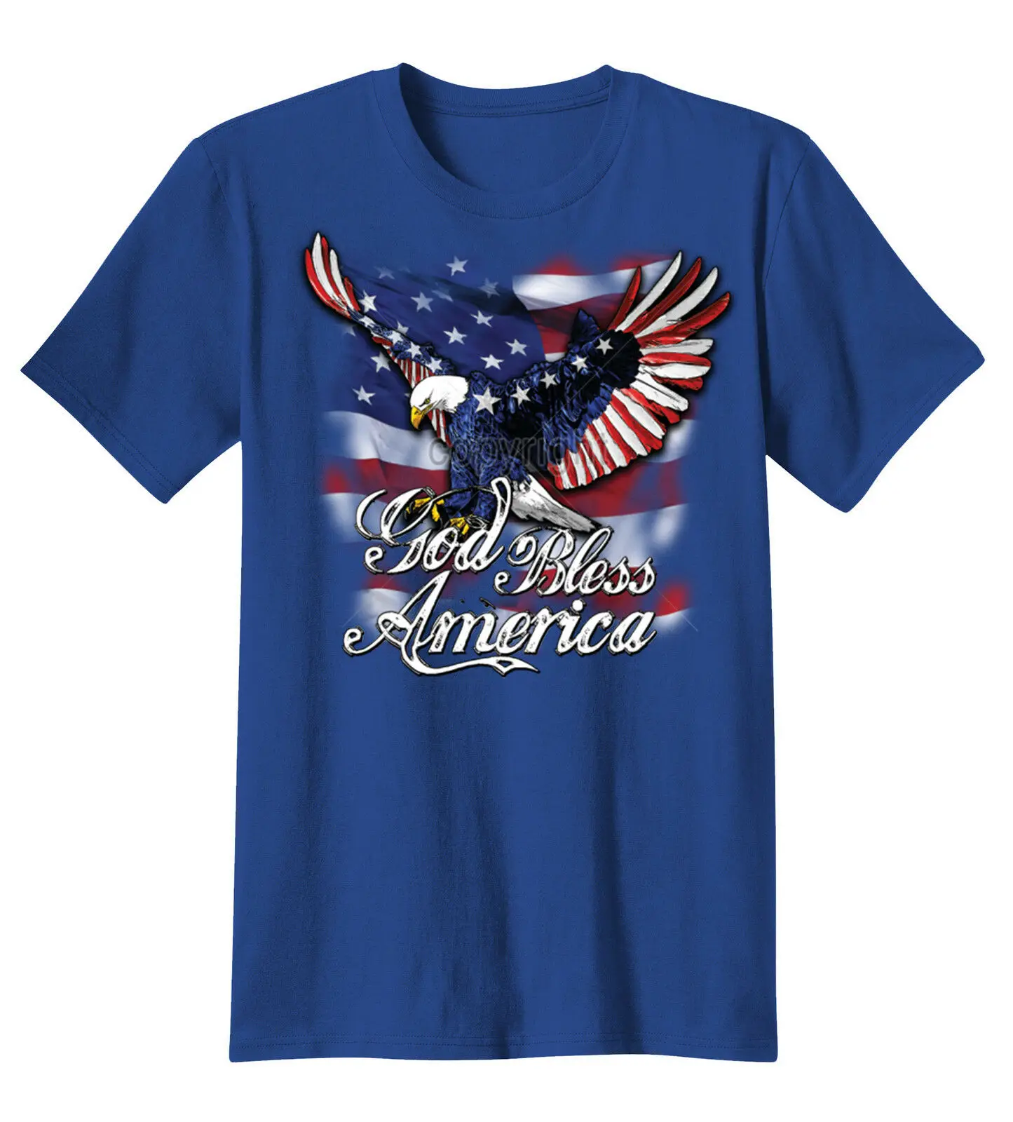 God Bless America. USA Eagle Flag Patriotic Mens T Shirt. Short Sleeve 100% Cotton Casual T-shirts Loose Top Size S-3XL