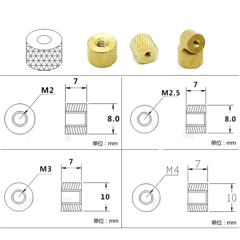 10pcs M2 M2.5 M3 M4 brass pineapple grain knurled round nut modification hand screw nuts