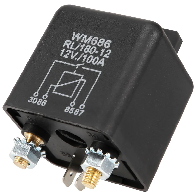 Interruptor de encendido/apagado de alta resistencia, relé de carga dividido de 12V, 100AMP, 4 pines, para Auto, barco, furgoneta, negro