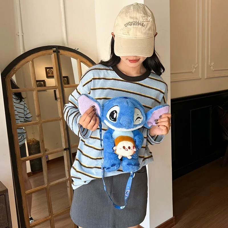 Disney 2025 New Cute Stitch Doll Backpack Crossbody Bag Soft Cute Cartoon Plush Birthday Holiday Christmas Best Gift