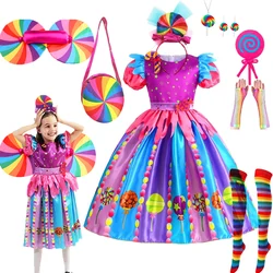 Purim Costumes for Kids Carnival Candy Dress Lollipop Girls Clothing Princess Festival Party Kids Fancy Costume 3-10Y