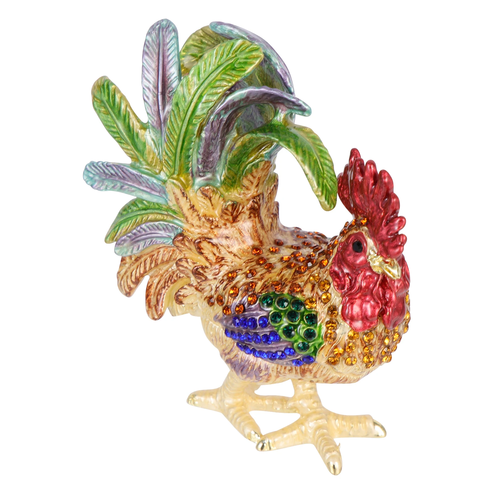 

Rooster Shaped Jewelry Box Statue Container Desktop ganizer Storage Case for Rings Earrings Necklace Alloy Decor